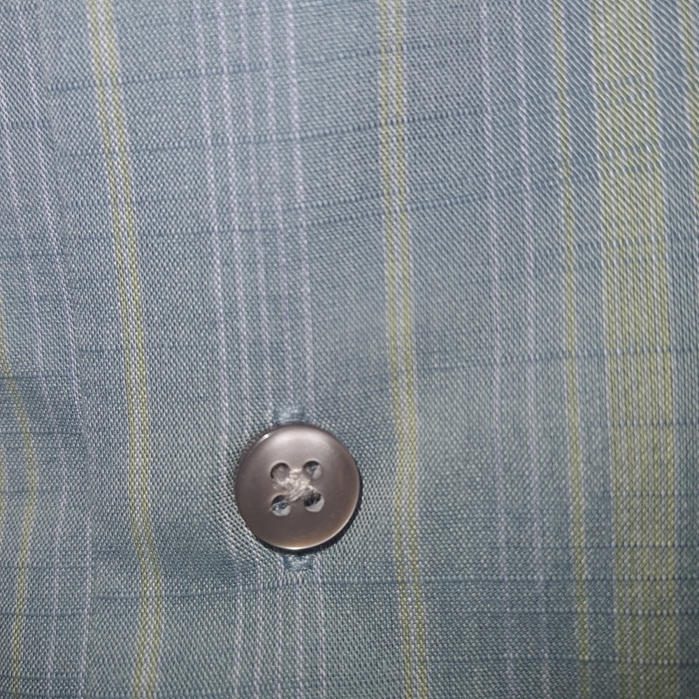 Men's Van Heusen Premium XXL Short Sleeve Casual Shirt Blue Striped 18 ½ Neck - Picture 7 of 9